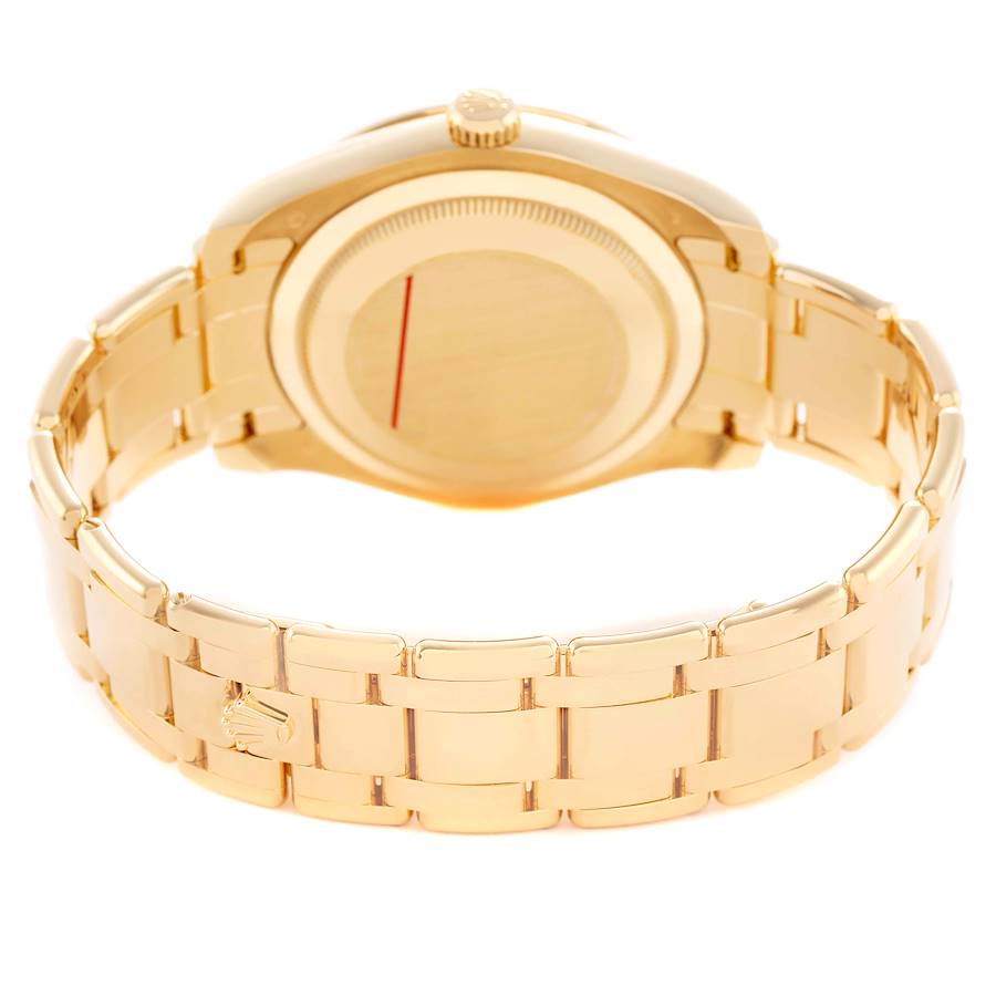 Rolex Pearlmaster Yellow Gold Sapphire Bezel Diamond Mens Watch