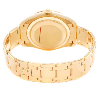 Rolex Pearlmaster Yellow Gold Sapphire Bezel Diamond Mens Watch