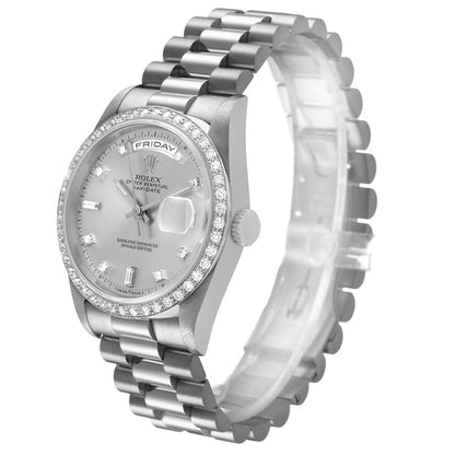 Rolex President Day-Date White Gold Diamond Dial Bezel Watch