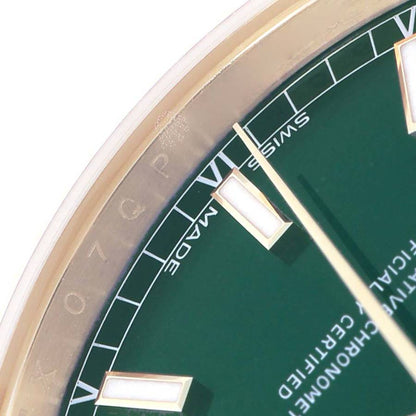 Rolex President Day-Date Yellow Gold Green Dial Mens Watch
