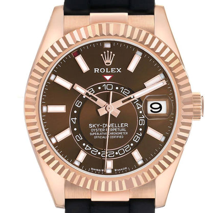 Rolex Sky Dweller Rose Gold Brown Dial Mens Watch