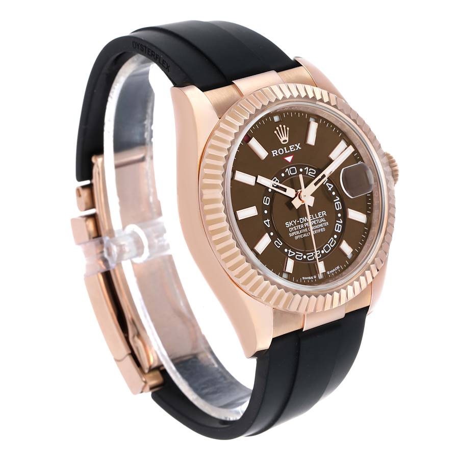Rolex Sky Dweller Rose Gold Brown Dial Mens Watch