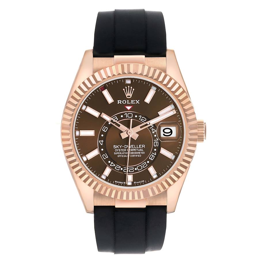 Rolex Sky Dweller Rose Gold Brown Dial Mens Watch