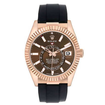 Rolex Sky Dweller Rose Gold Brown Dial Mens Watch