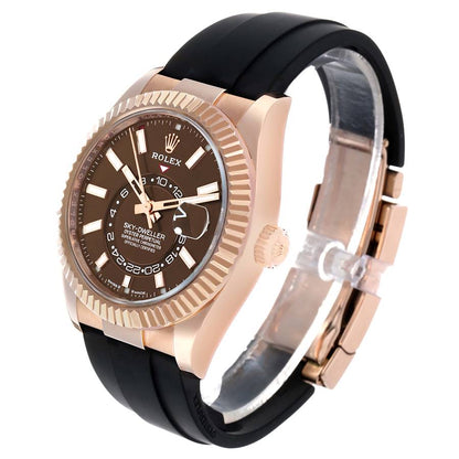 Rolex Sky Dweller Rose Gold Brown Dial Mens Watch