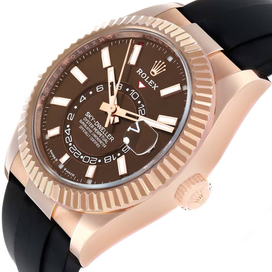 Rolex Sky Dweller Rose Gold Brown Dial Mens Watch