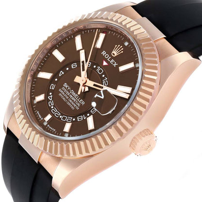 Rolex Sky Dweller Rose Gold Brown Dial Mens Watch
