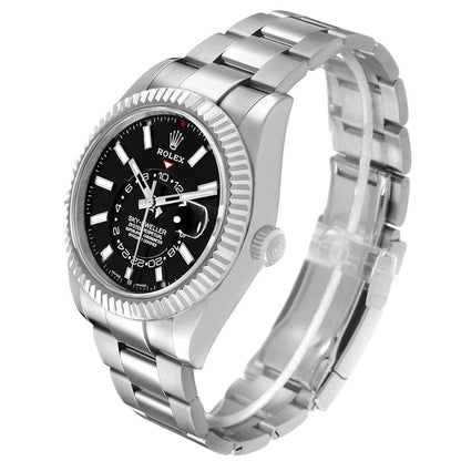 Rolex Sky-Dweller Steel White Gold Black Dial Mens Watch