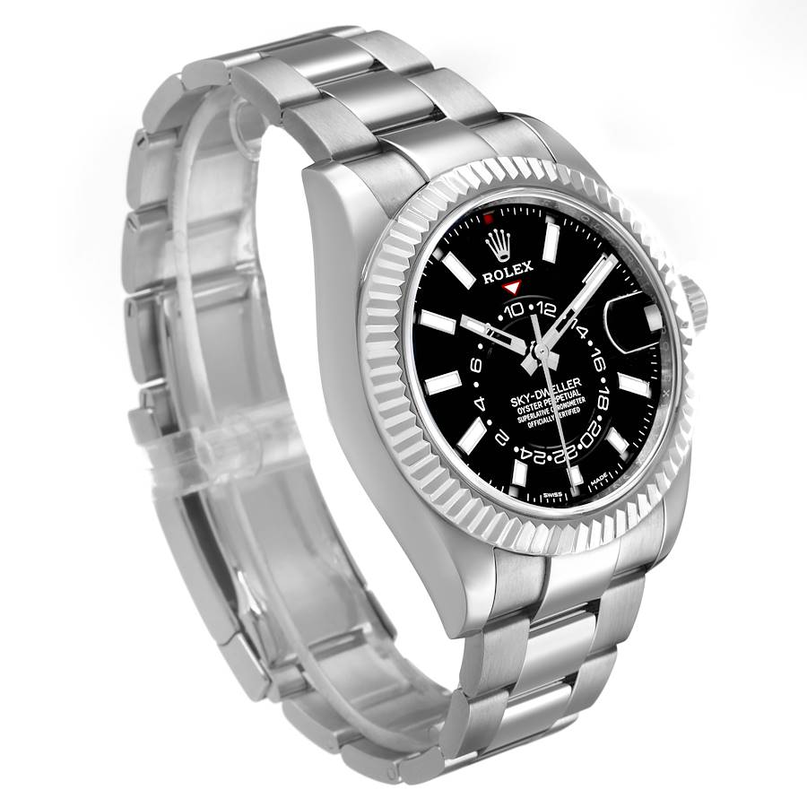 Rolex Sky-Dweller Steel White Gold Black Dial Mens Watch