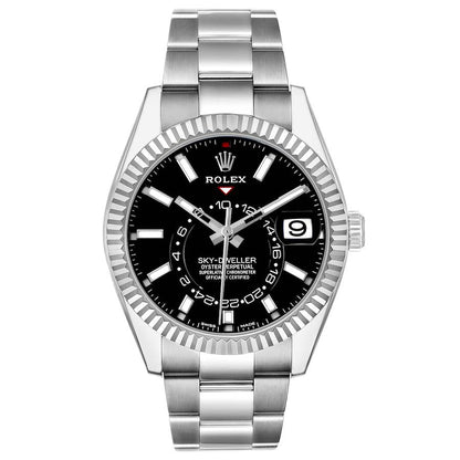 Rolex Sky-Dweller Steel White Gold Black Dial Mens Watch