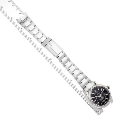 Rolex Sky-Dweller Steel White Gold Black Dial Mens Watch