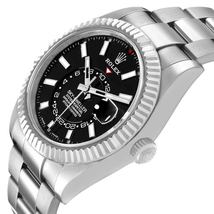 Rolex Sky-Dweller Steel White Gold Black Dial Mens Watch
