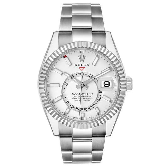 Rolex Sky-Dweller Steel White Gold White Dial Mens Watch