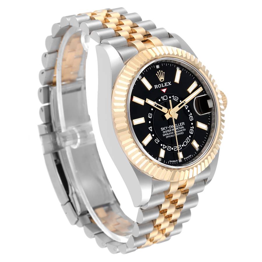 Rolex Sky Dweller Steel Yellow Gold Black Dial Mens Watch