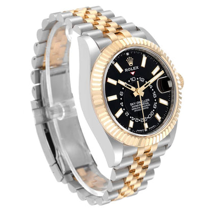 Rolex Sky Dweller Steel Yellow Gold Black Dial Mens Watch