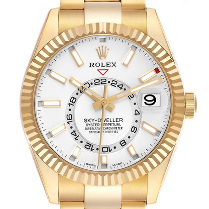 Rolex Sky-Dweller Yellow Gold White Dial Automatic Mens Watch