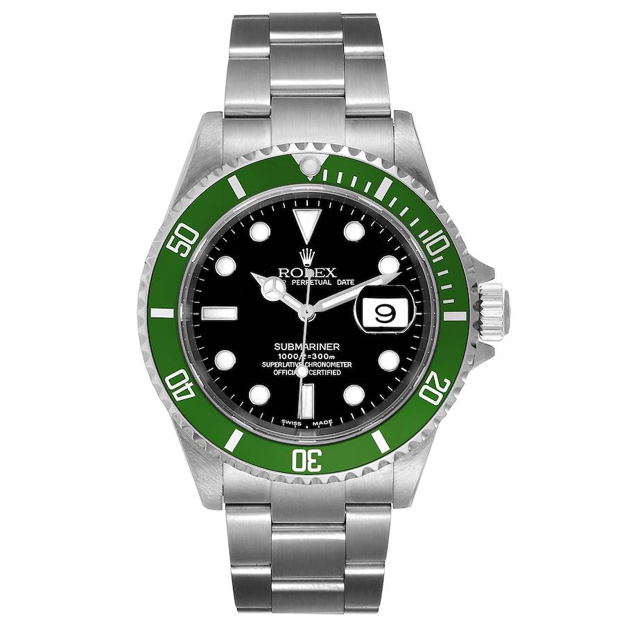 Rolex Submariner Kermit Green Bezel Flat 4 Steel Mens Watch