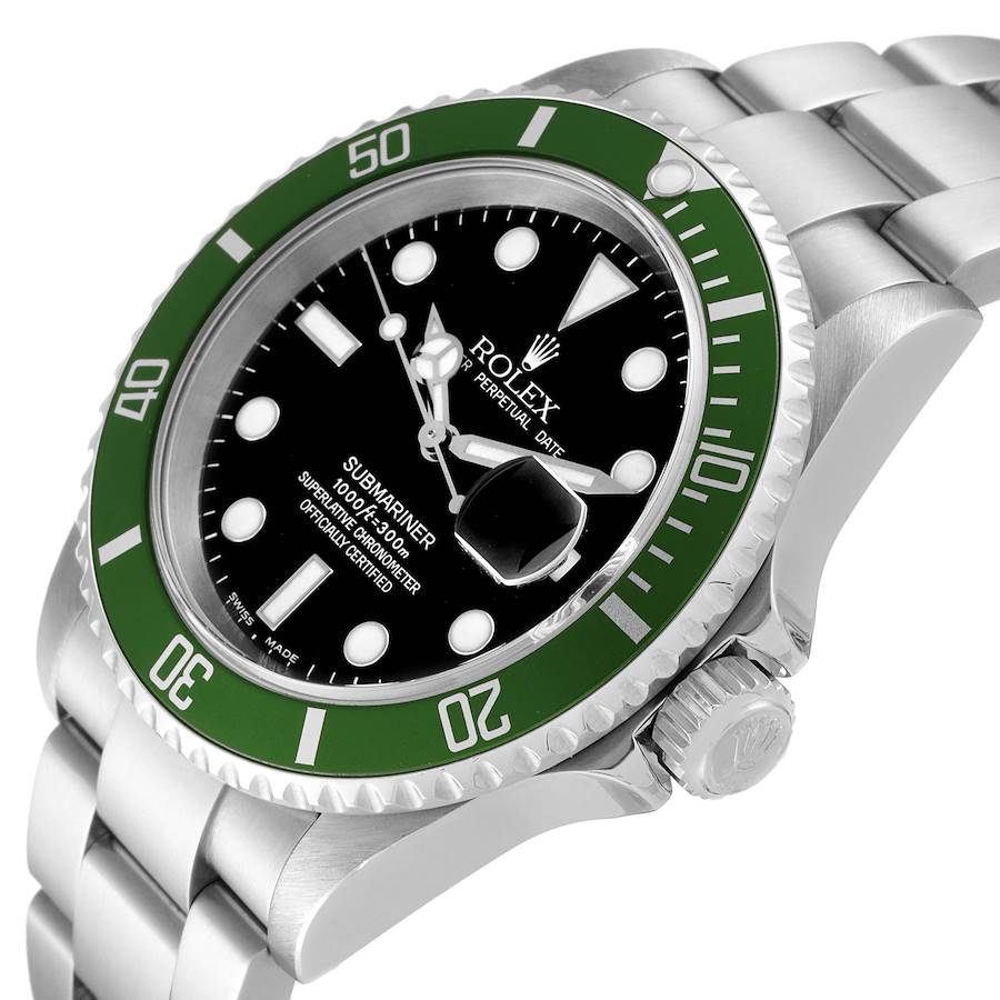 Rolex Submariner Kermit Green Bezel Flat 4 Steel Mens Watch
