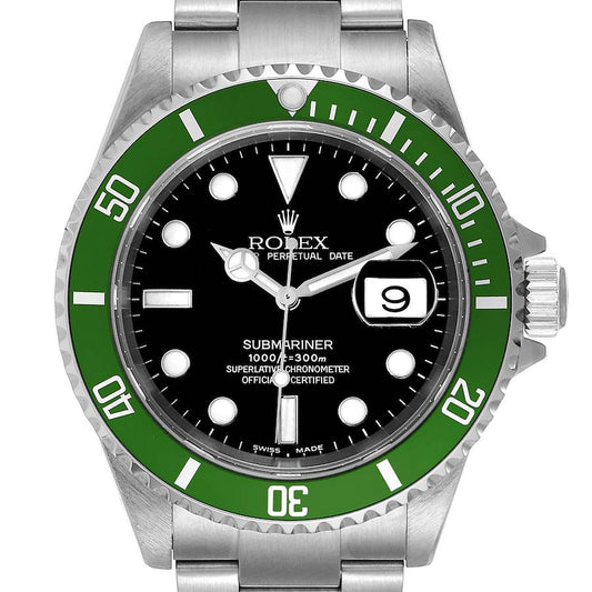 Rolex Submariner Kermit Green Bezel Flat 4 Steel Mens Watch