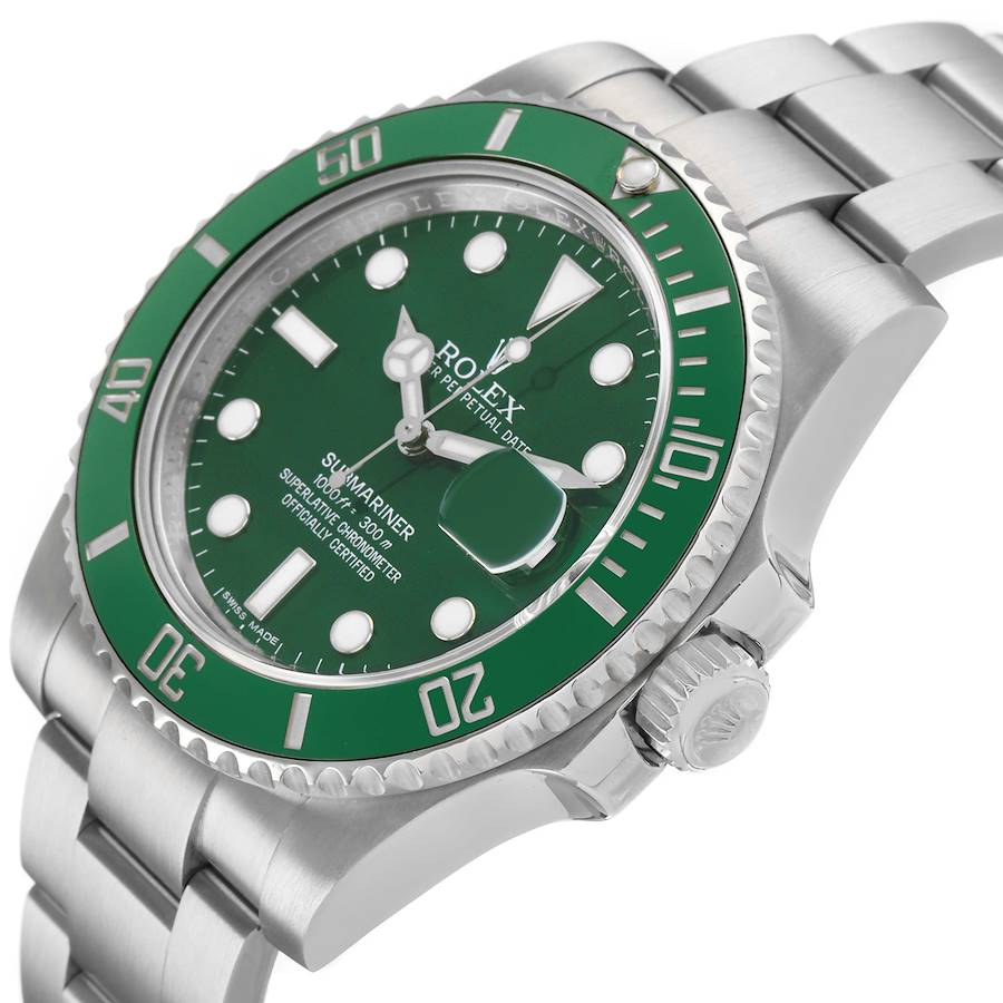 Rolex Submariner Steel Hulk Green Dial Bezel Mens Watch