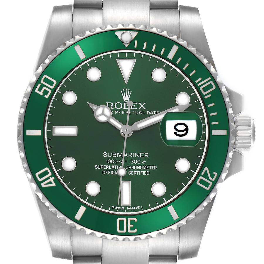 Rolex Submariner Steel Hulk Green Dial Bezel Mens Watch