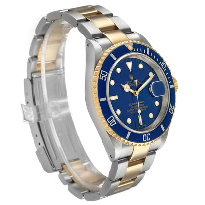 Rolex Submariner Steel Yellow Gold Blue Dial Bezel Mens Watch