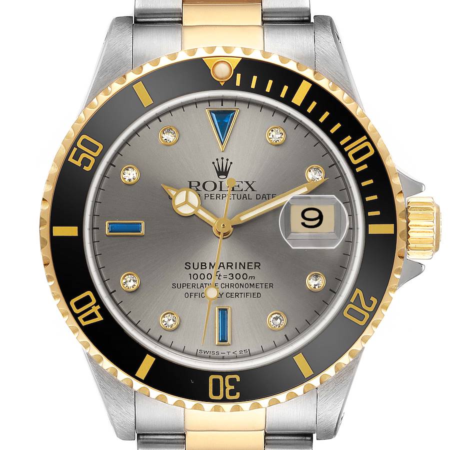 Rolex Submariner Steel Yellow Gold Sapphire Diamond Serti Dial
