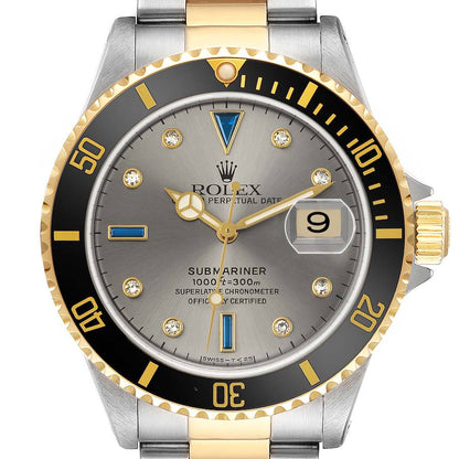 Rolex Submariner Steel Yellow Gold Sapphire Diamond Serti Dial