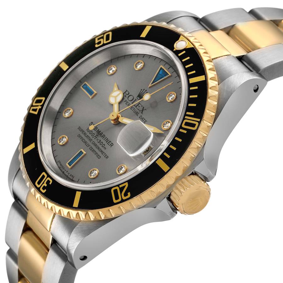 Rolex Submariner Steel Yellow Gold Sapphire Diamond Serti Dial