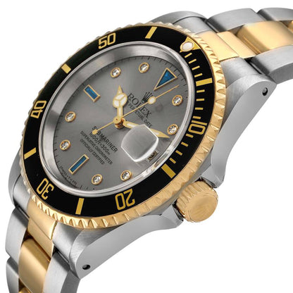 Rolex Submariner Steel Yellow Gold Sapphire Diamond Serti Dial