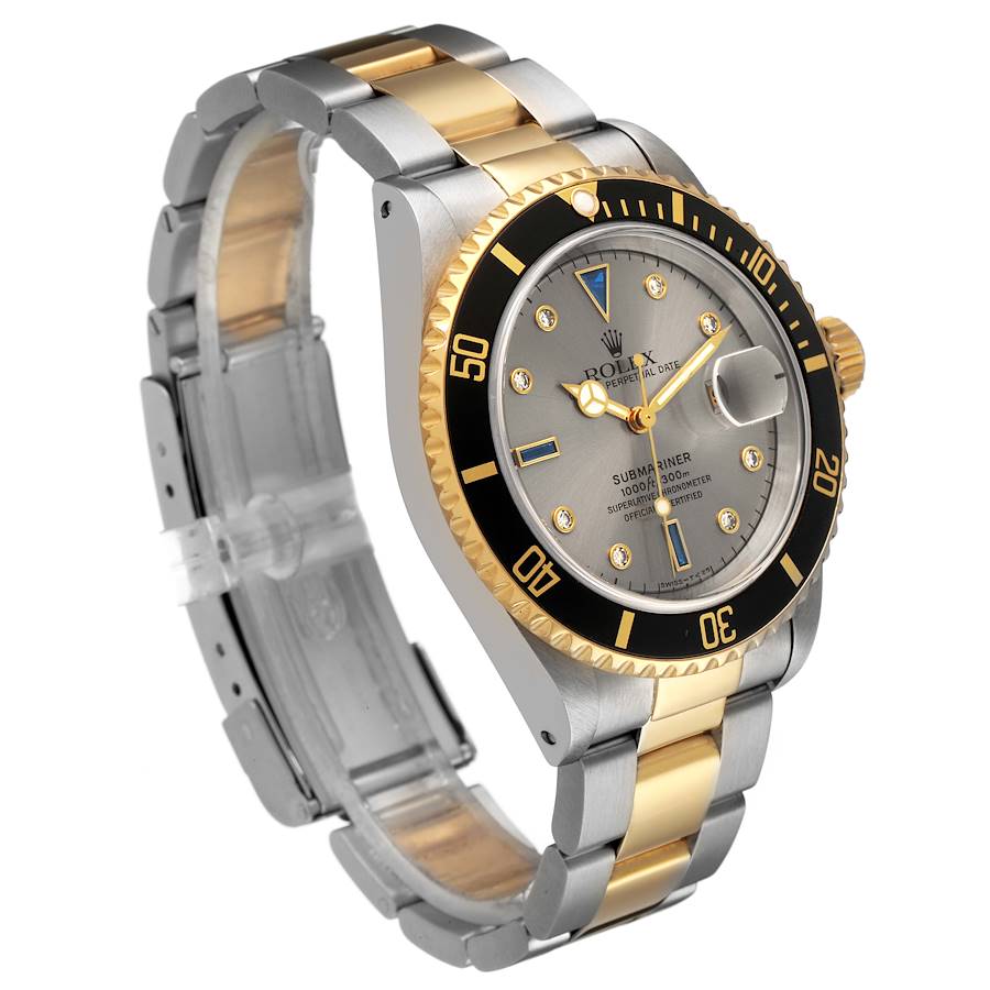 Rolex Submariner Steel Yellow Gold Sapphire Diamond Serti Dial