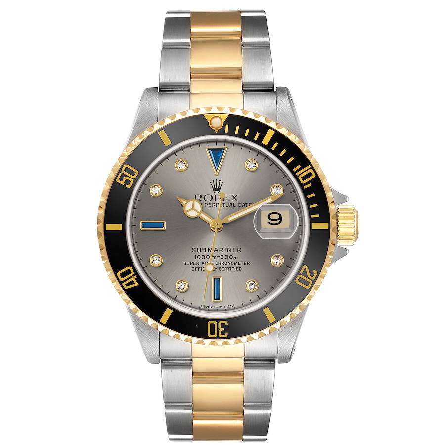 Rolex Submariner Steel Yellow Gold Sapphire Diamond Serti Dial
