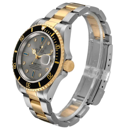 Rolex Submariner Steel Yellow Gold Sapphire Diamond Serti Dial