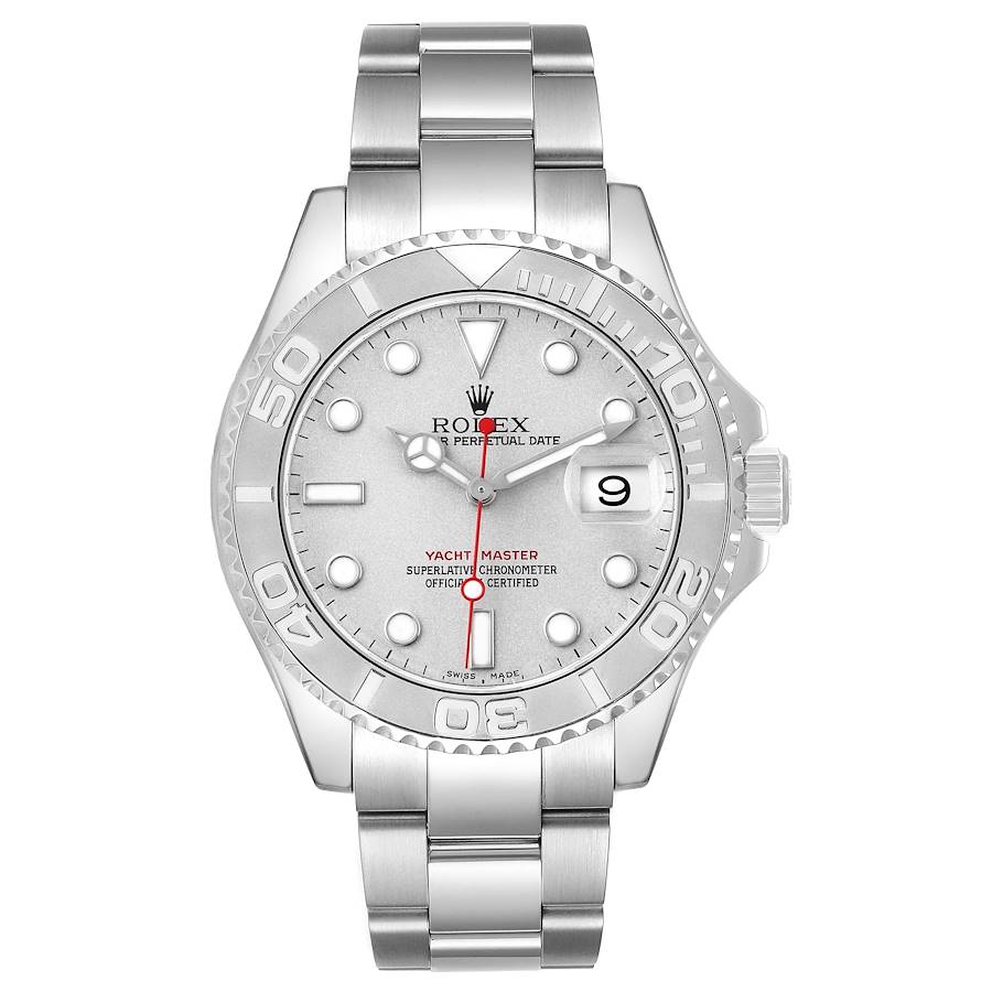 Rolex Yachtmaster Steel Platinum Dial Bezel Mens Watch