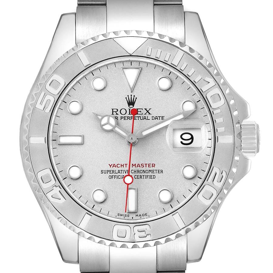 Rolex Yachtmaster Steel Platinum Dial Bezel Mens Watch
