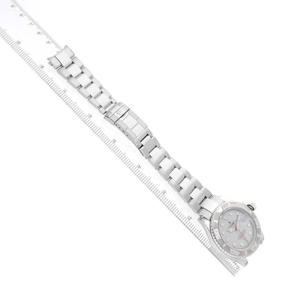 Rolex Yachtmaster Steel Platinum Dial Bezel Mens Watch